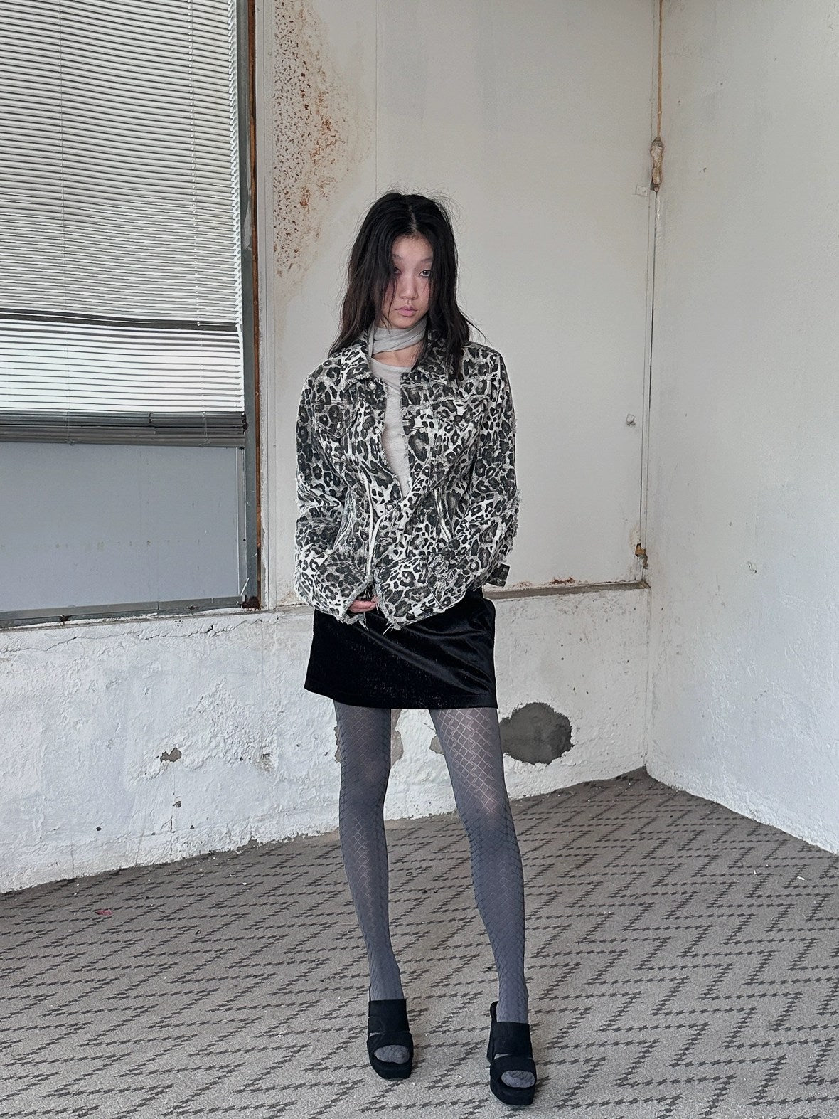 FULLTIDE All Cotton Denim Straight Fit Leopard Print Women Original Design Jacket