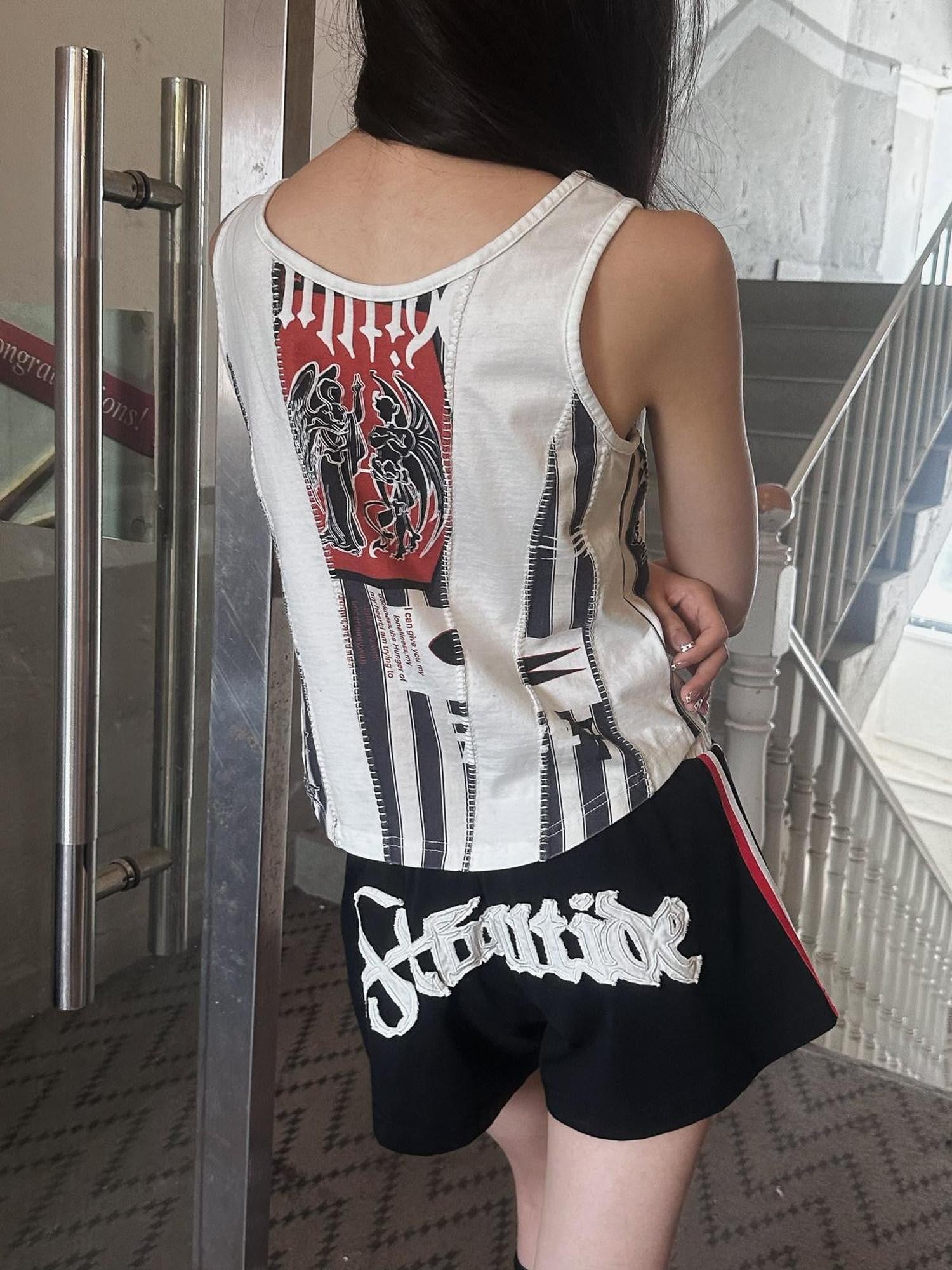 FULLTIDE Angels And Demons Hand Painted Irregular Print Women&