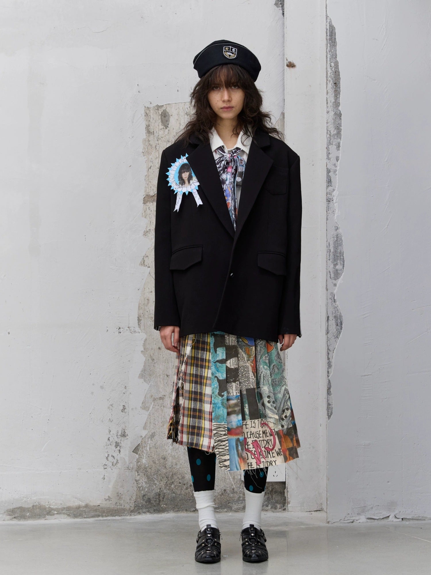 FULLTIDE Anti Exposure Graffiti Pleated Side Slit Mid Waist Women Cotton Midi Skirt