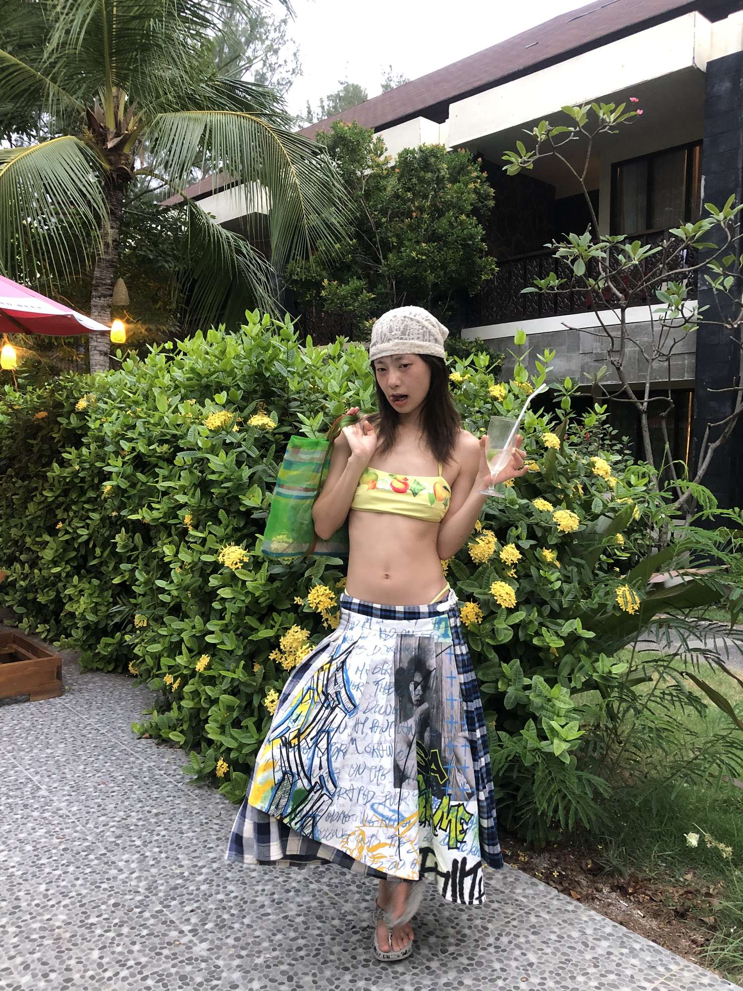 FULLTIDE Asymmetric Button Pleated A Line Street Mid Waist Cotton Women Midi Skirt