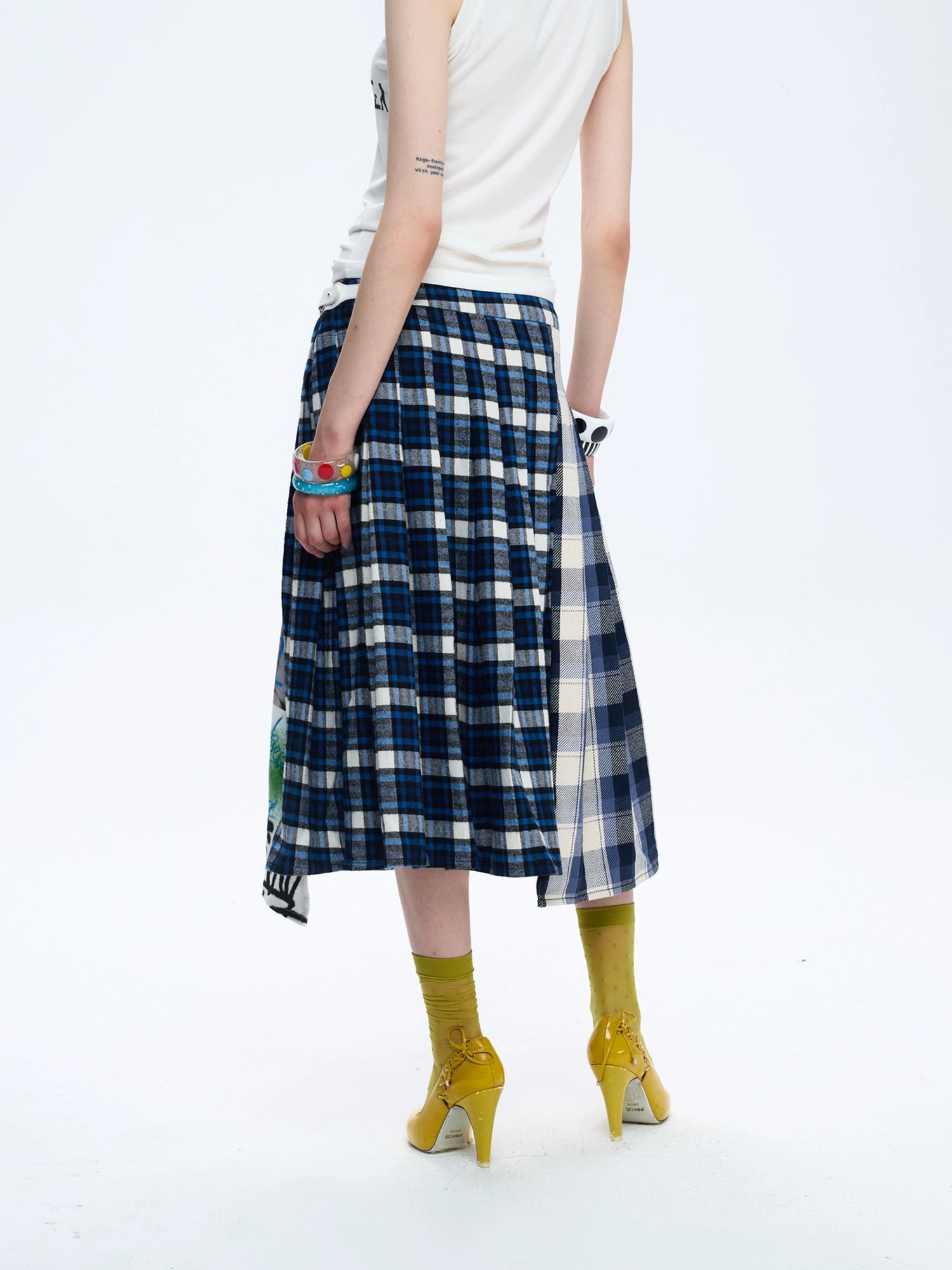 FULLTIDE Asymmetric Button Pleated A Line Street Mid Waist Cotton Women Midi Skirt