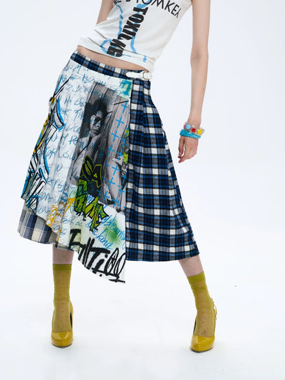 FULLTIDE Asymmetric Button Pleated A Line Street Mid Waist Cotton Women Midi Skirt