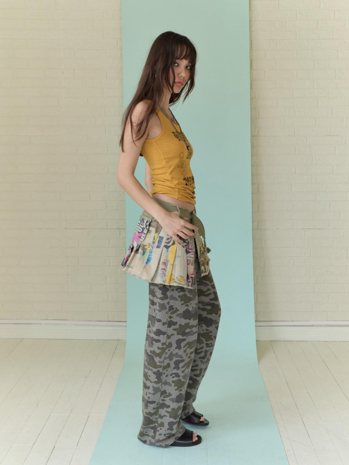 FULLTIDE Asymmetric Camouflage Double Waistband Women&