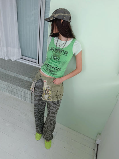 FULLTIDE Asymmetric Camouflage Double Waistband Women&