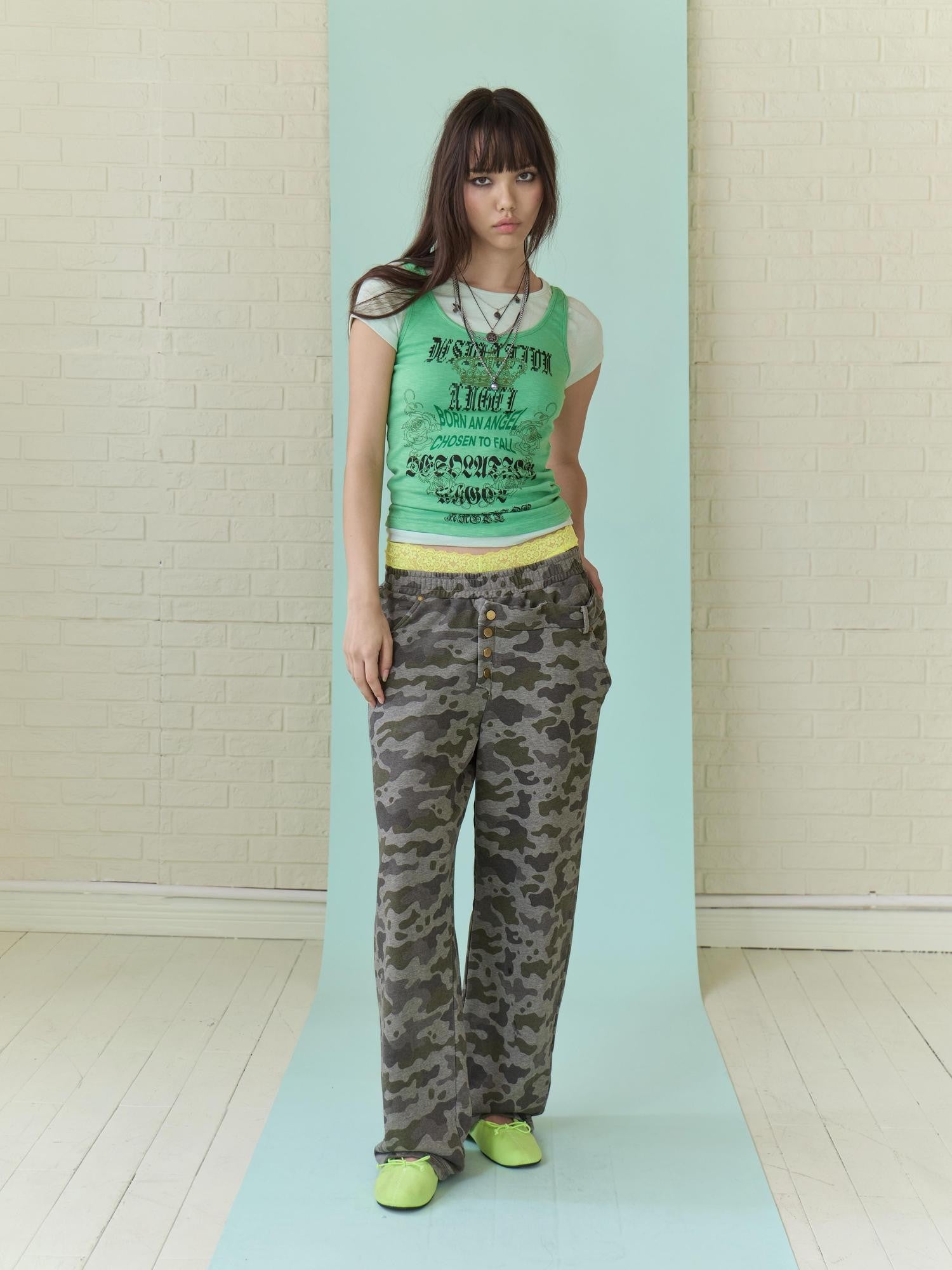 FULLTIDE Asymmetric Camouflage Double Waistband Women&