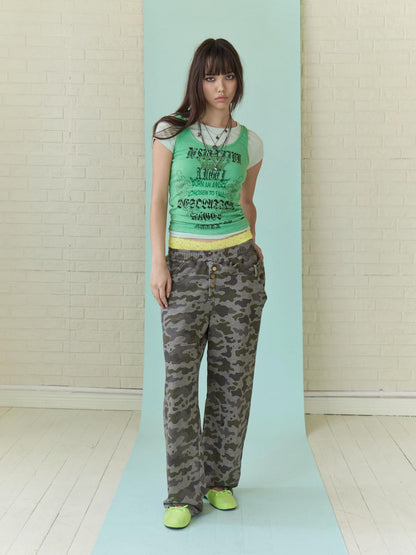 FULLTIDE Asymmetric Camouflage Double Waistband Women&