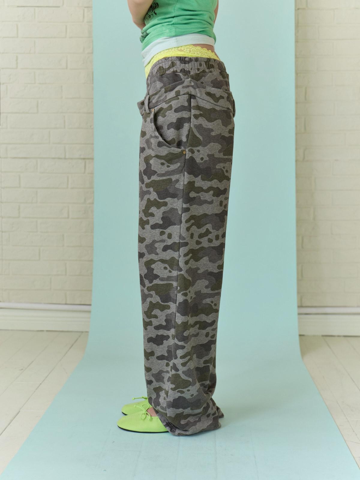 FULLTIDE Asymmetric Camouflage Double Waistband Women&