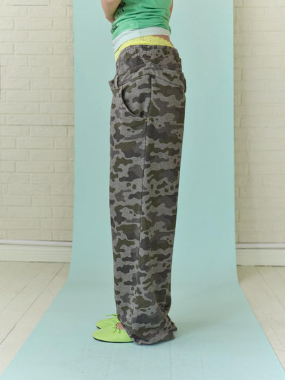 FULLTIDE Asymmetric Camouflage Double Waistband Women&