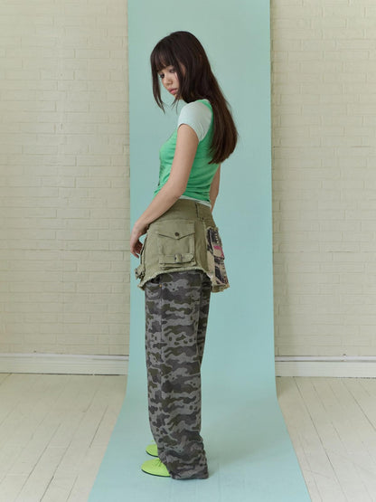FULLTIDE Asymmetric Camouflage Double Waistband Women&