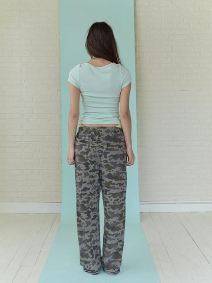 FULLTIDE Asymmetric Camouflage Double Waistband Women&