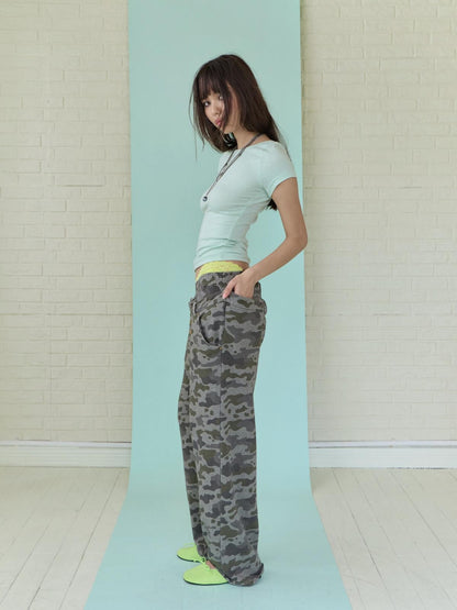 FULLTIDE Asymmetric Camouflage Double Waistband Women&