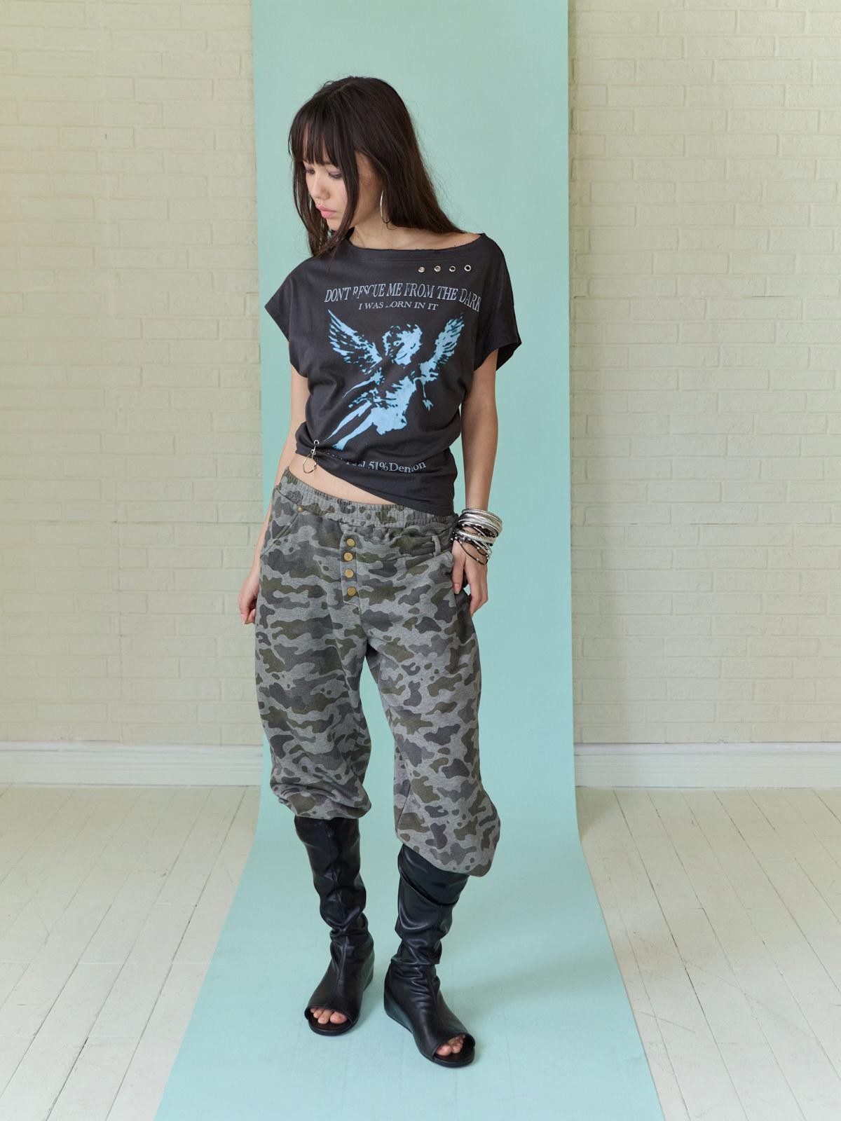 FULLTIDE Asymmetric Camouflage Double Waistband Women&