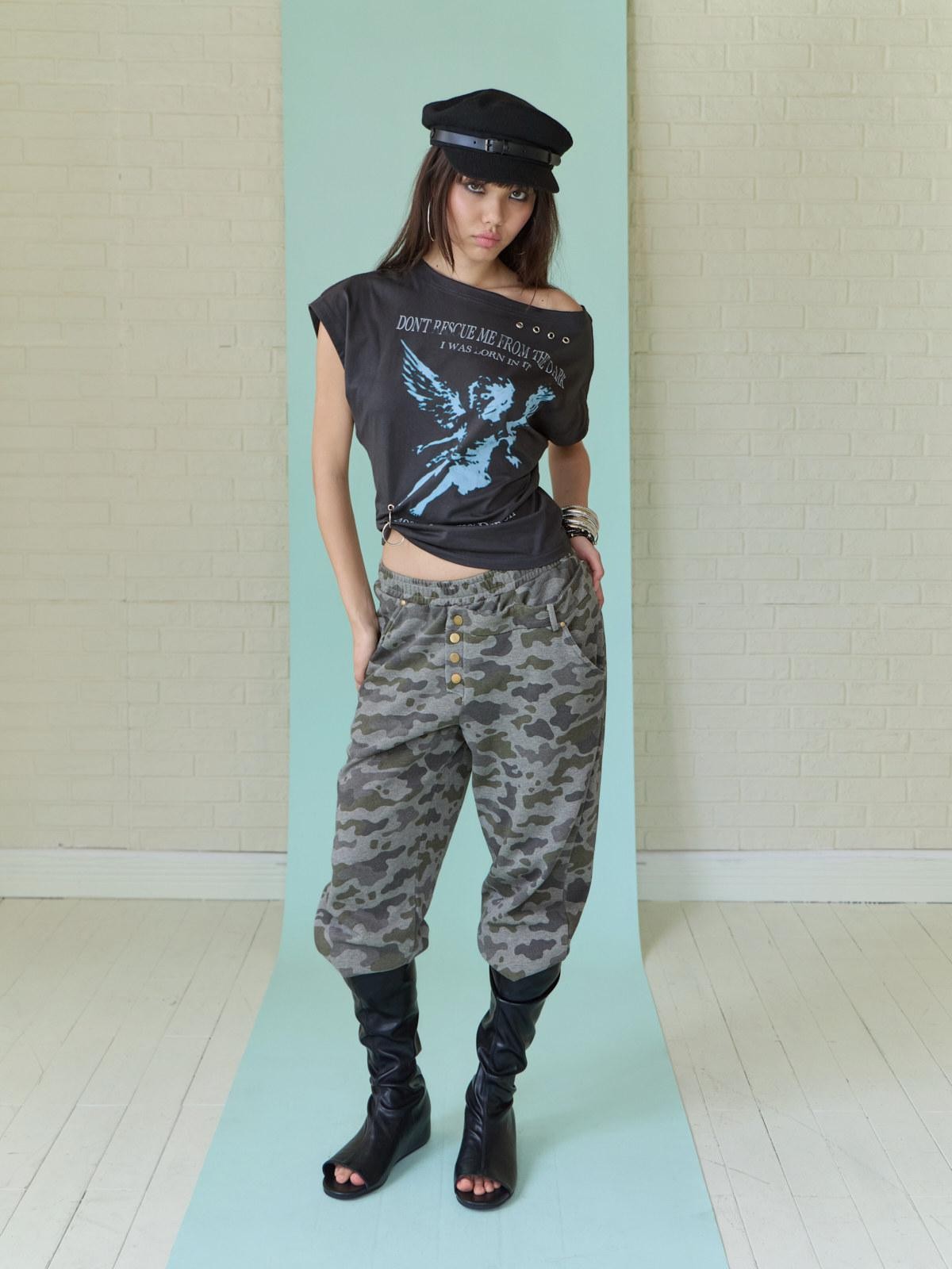 FULLTIDE Asymmetric Camouflage Double Waistband Women&