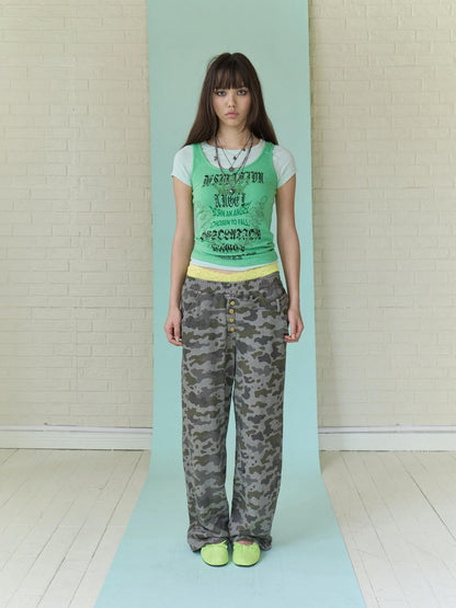 FULLTIDE Asymmetric Camouflage Double Waistband Women&