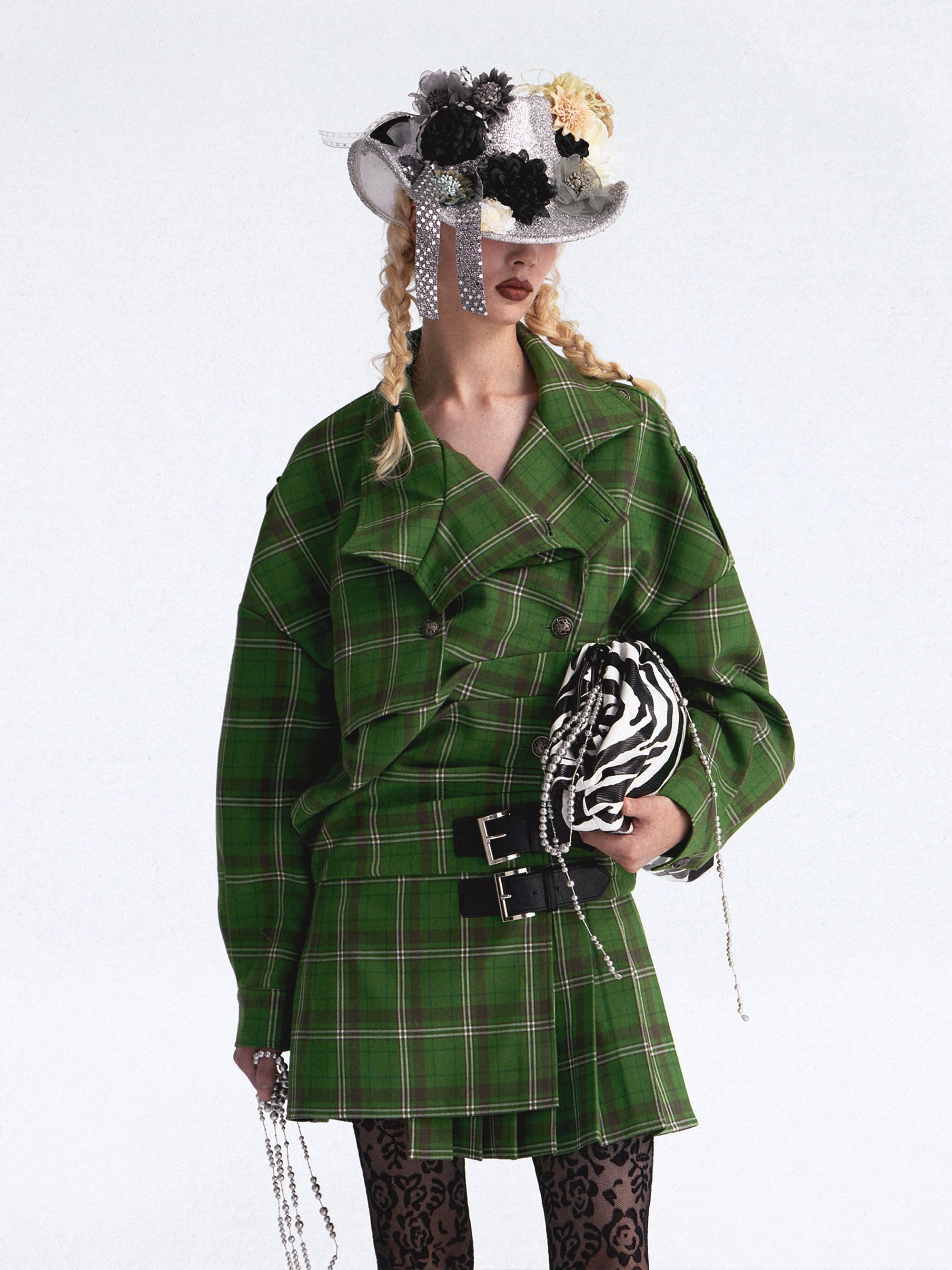 FULLTIDE_Asymmetric_Plaid_Double_Breasted_Cinched_Waist_Women&