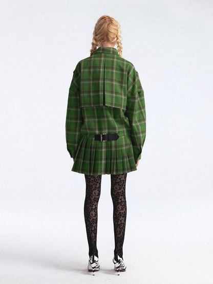FULLTIDE Asymmetric Plaid Double Breasted Cinched Waist Women&