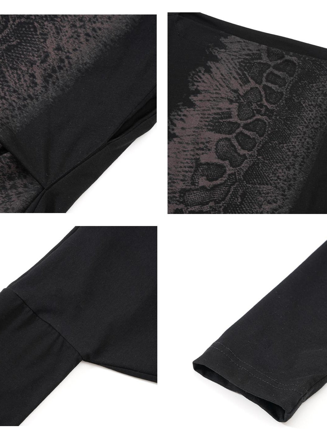 FULLTIDE Asymmetric Snakeskin Neckline Long Sleeve T-shirts Women&