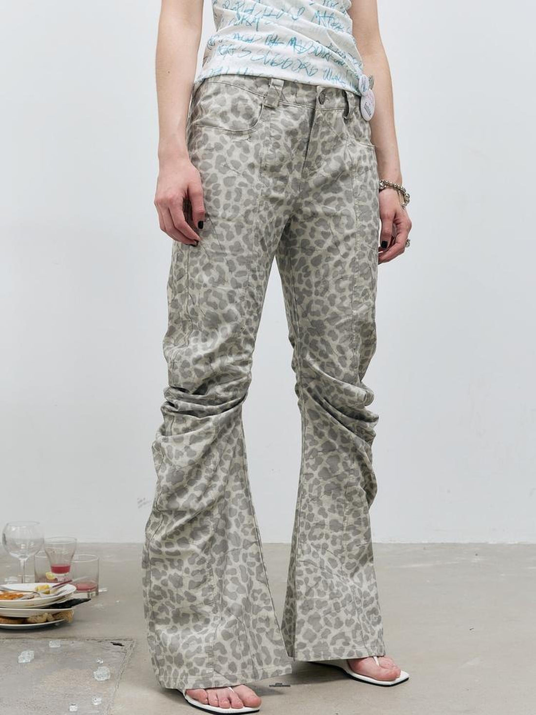 FULLTIDE Asymmetrical Streetwear Straight Leg Loose Natural Waist Cotton Gray Women Pants