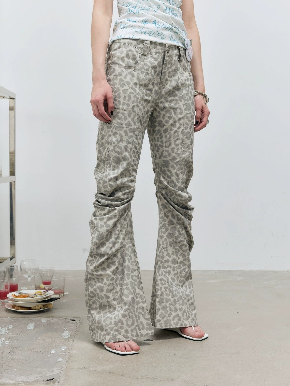 FULLTIDE Asymmetrical Streetwear Straight Leg Loose Natural Waist Cotton Gray Women Pants