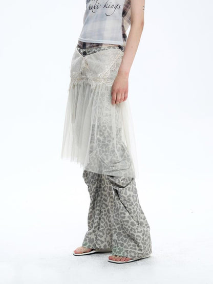 FULLTIDE Asymmetrical Streetwear Straight Leg Loose Natural Waist Cotton Gray Women Pants