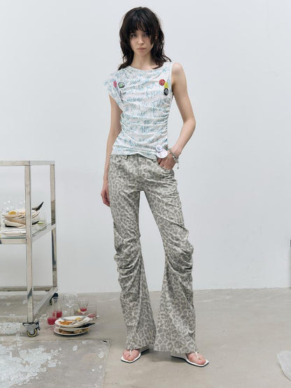 FULLTIDE Asymmetrical Streetwear Straight Leg Loose Natural Waist Cotton Gray Women Pants