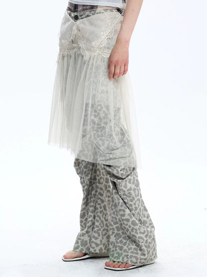 FULLTIDE Asymmetrical Streetwear Straight Leg Loose Natural Waist Cotton Gray Women Pants