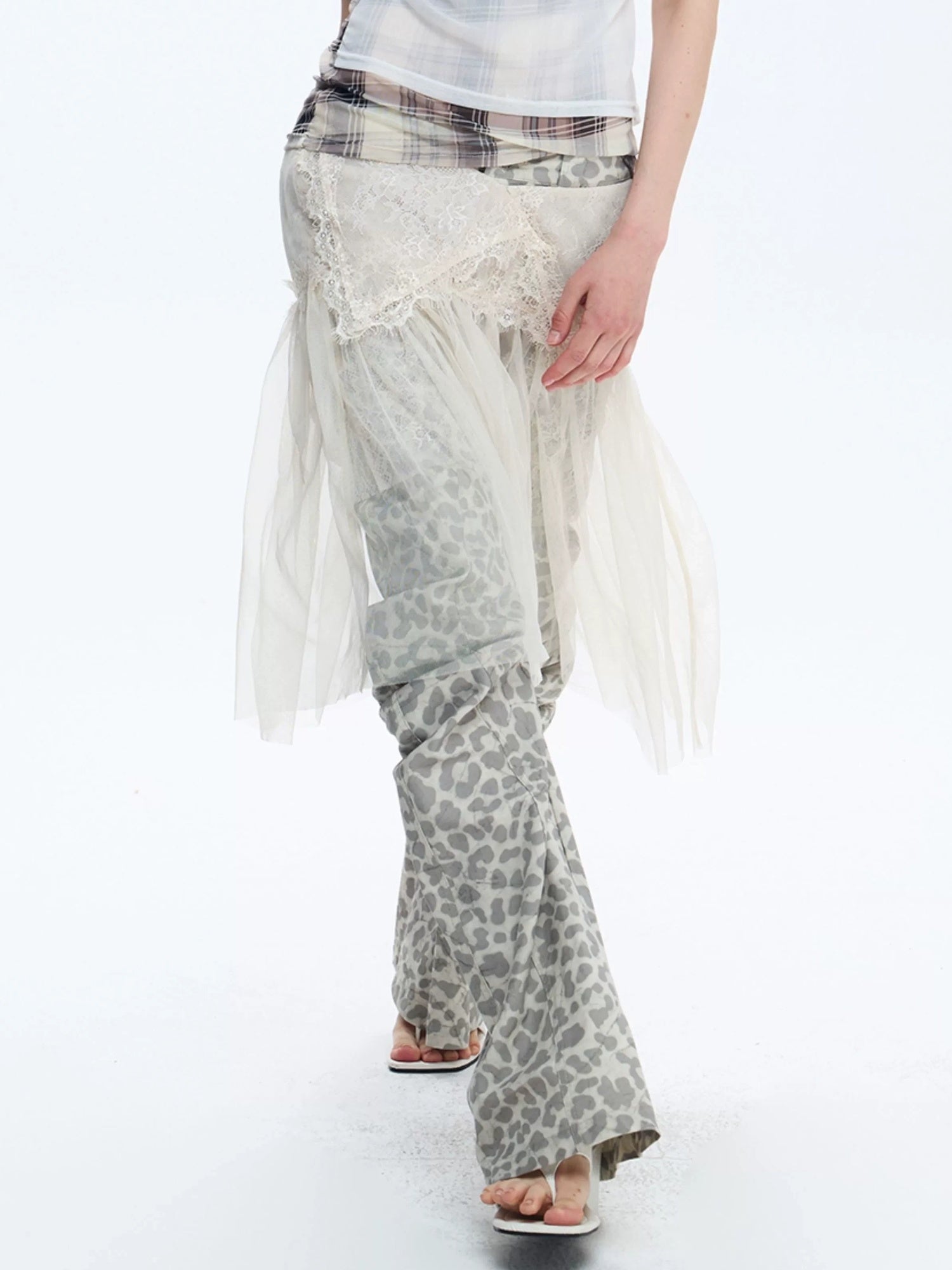 FULLTIDE Asymmetrical Streetwear Straight Leg Loose Natural Waist Cotton Gray Women Pants