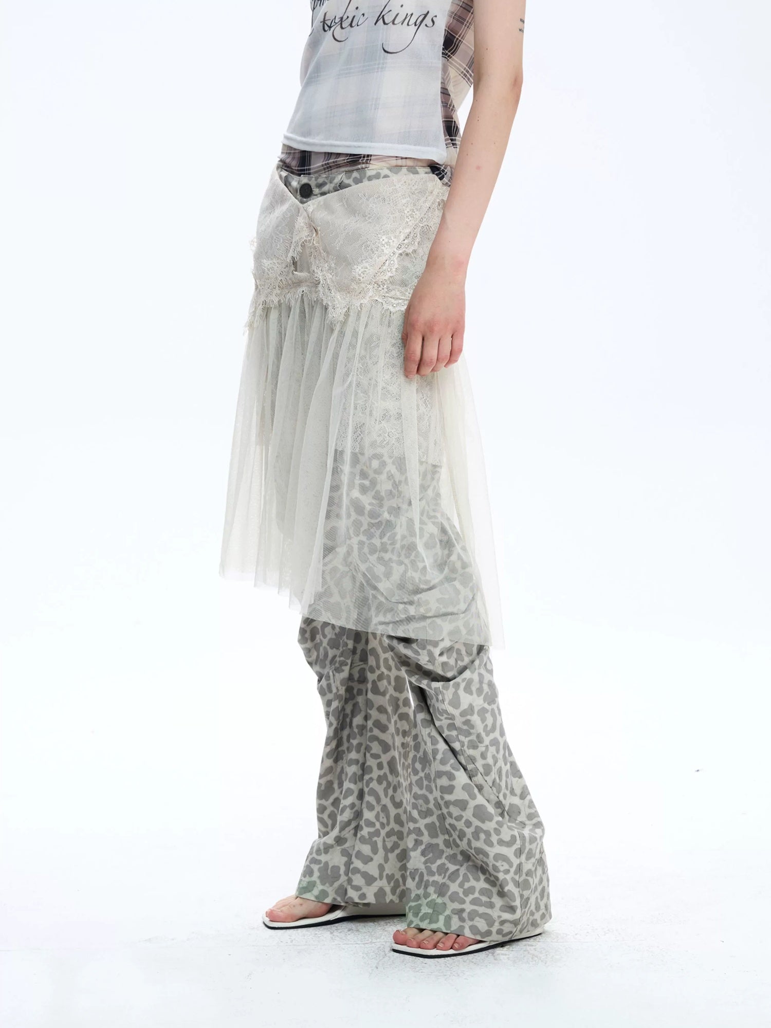 FULLTIDE Asymmetrical Streetwear Straight Leg Loose Natural Waist Cotton Gray Women Pants