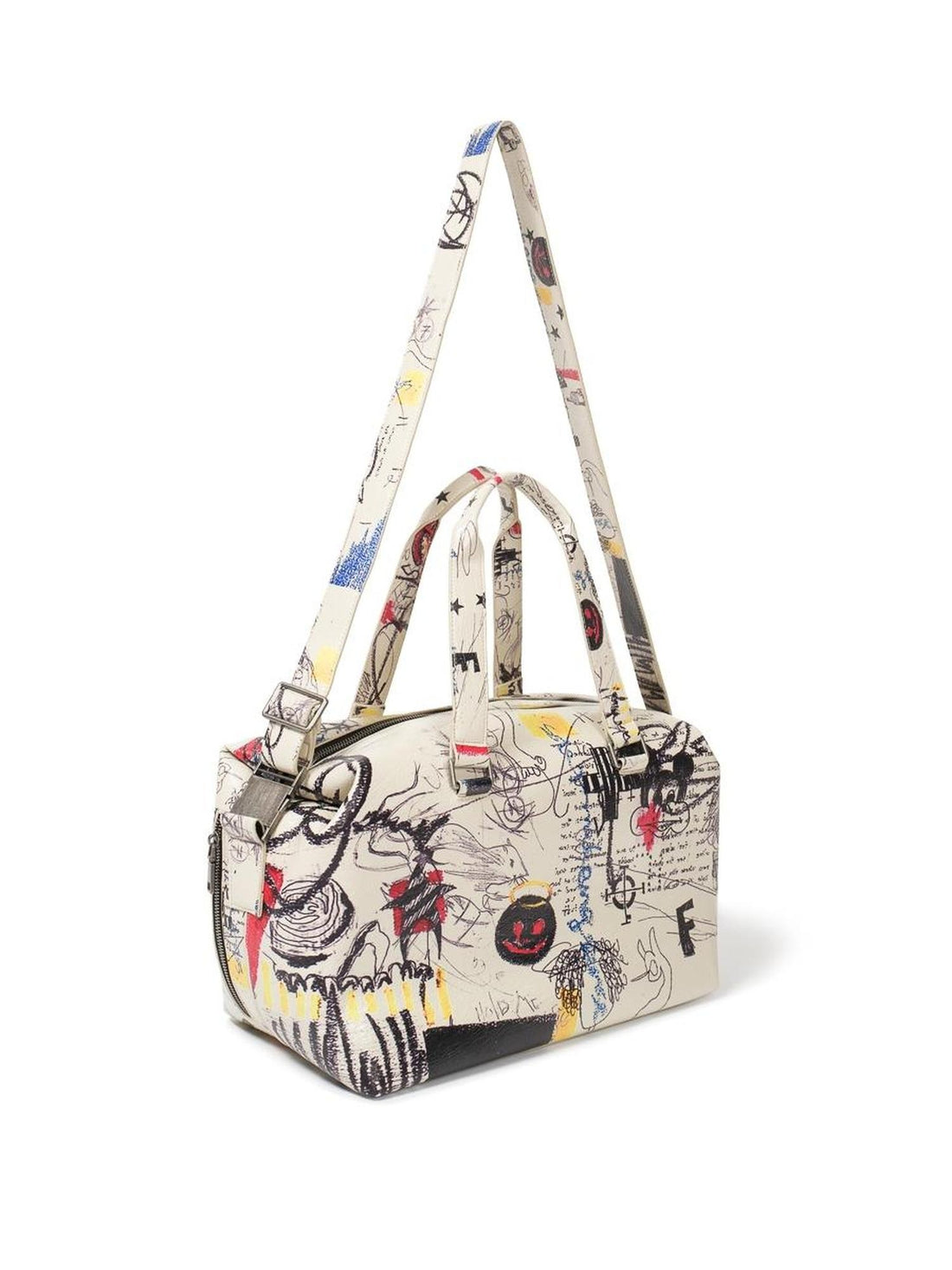 FULLTIDE Belt Print Tote Casual Minimalist Large Unisex Pvc Synthetic Graffiti Beige Bag