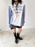 FULLTIDE_Blue_White_Graffiti_Printed_Patchwork_Striped_Women&