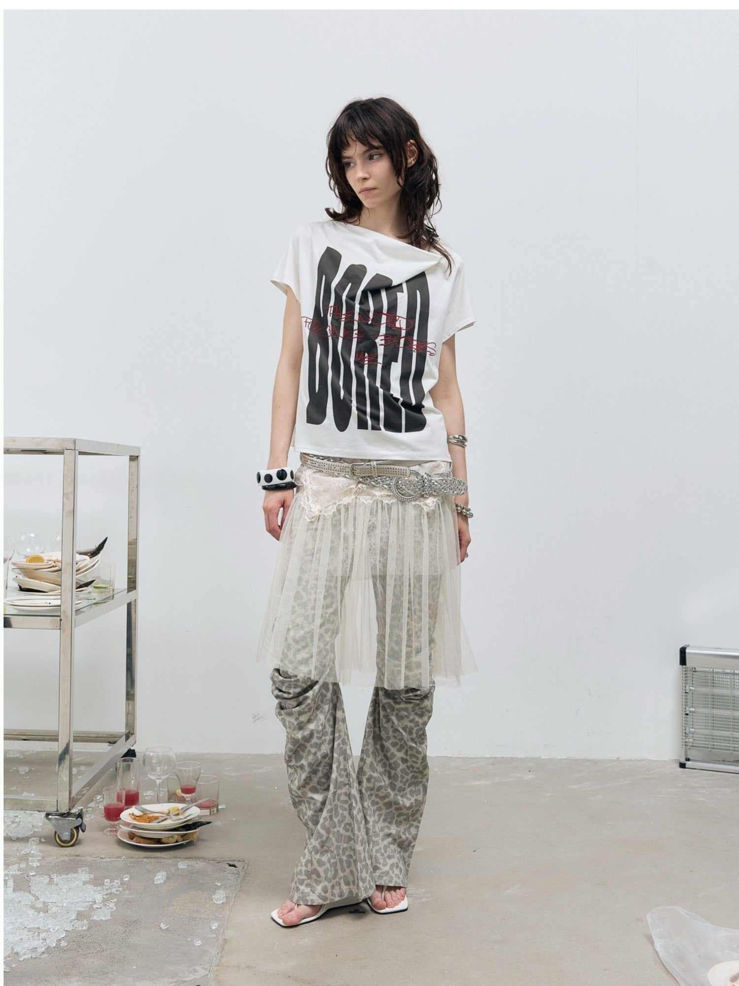 FULLTIDE Bored Embroidered Irregular Print Women&