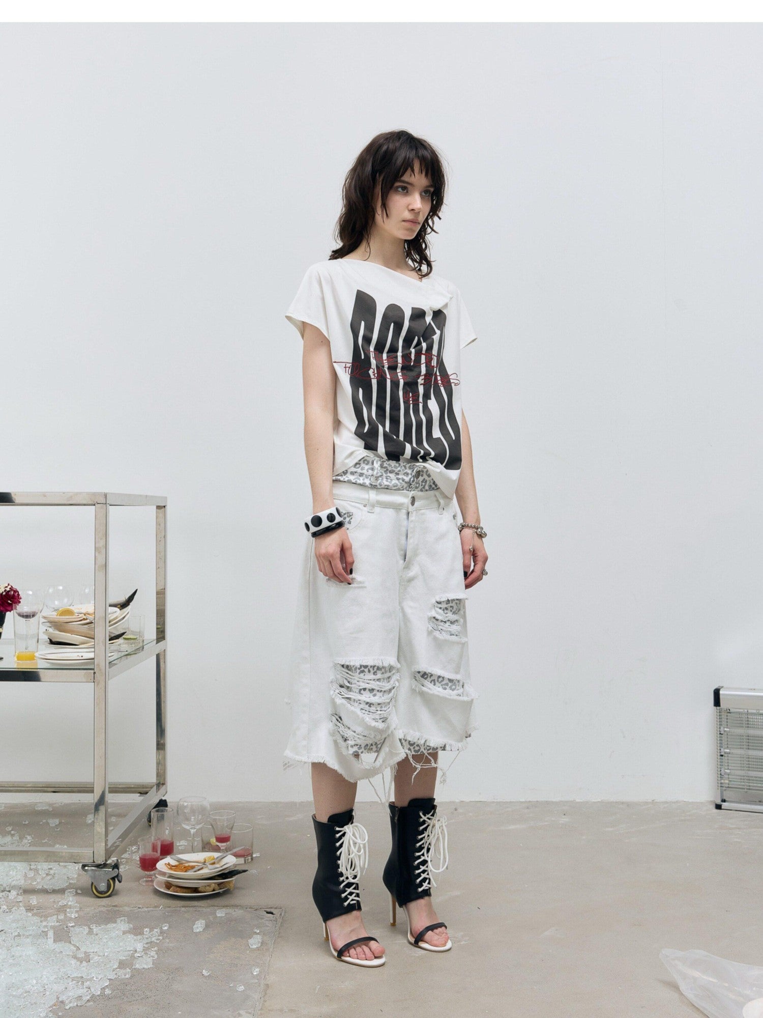 FULLTIDE Bored Embroidered Irregular Print Women&
