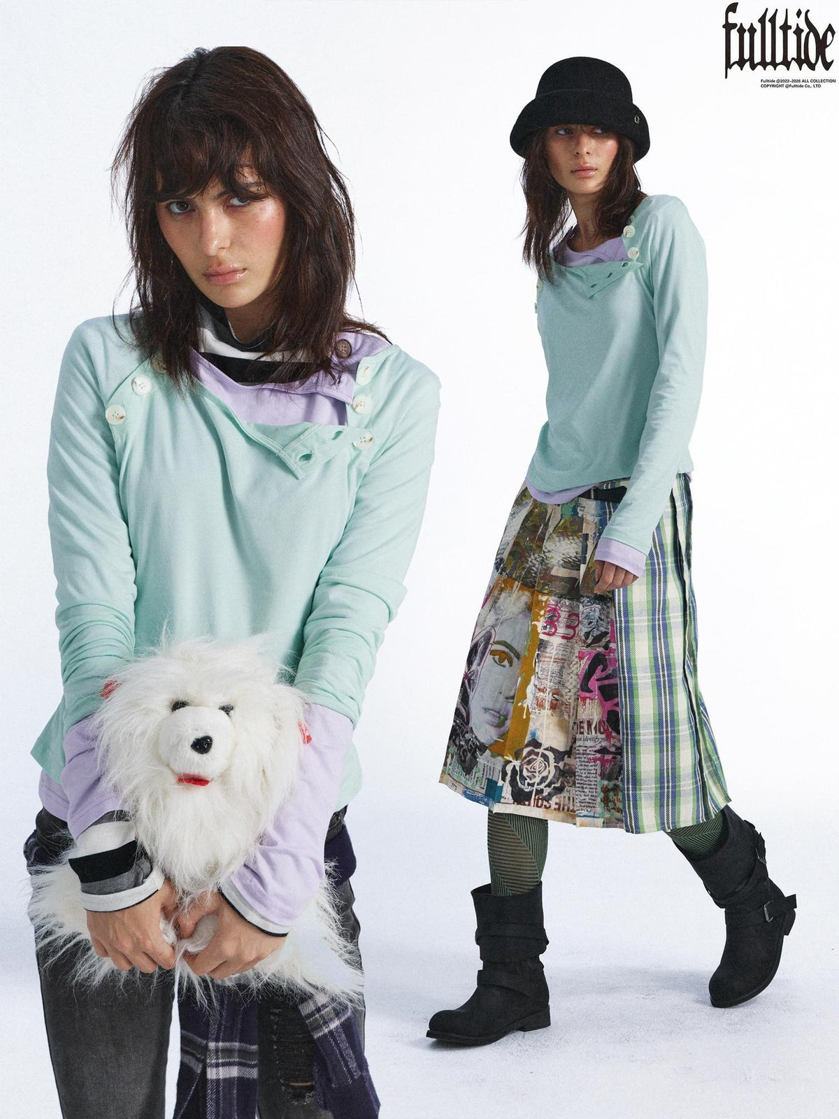 FULLTIDE Candy Color Contrast Button Layered Lyocell Women&