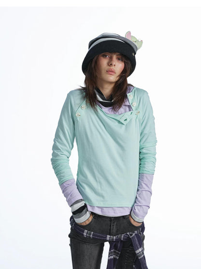 FULLTIDE Candy Color Contrast Button Layered Lyocell Women&