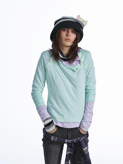 FULLTIDE Candy Color Contrast Button Layered Lyocell Women&