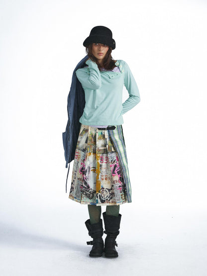 FULLTIDE Candy Color Contrast Button Layered Lyocell Women&