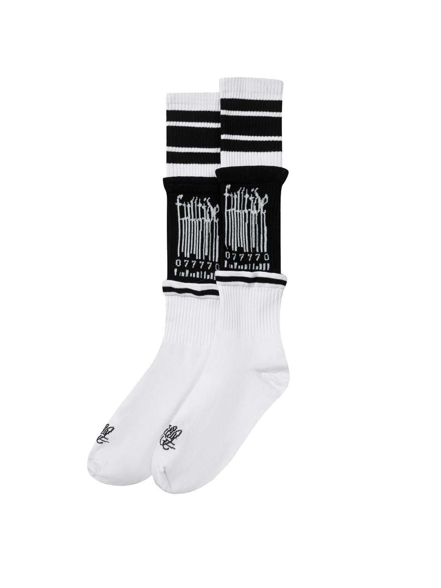 FULLTIDE Comfort Cushioned High Crew Unisex One Size Black White Pack Socks