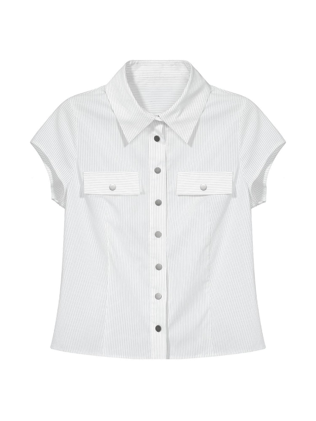 FULLTIDE Cotton Blend Slim Fit Polo Collar Button Front Short Sleeve Workwear Women Shirt
