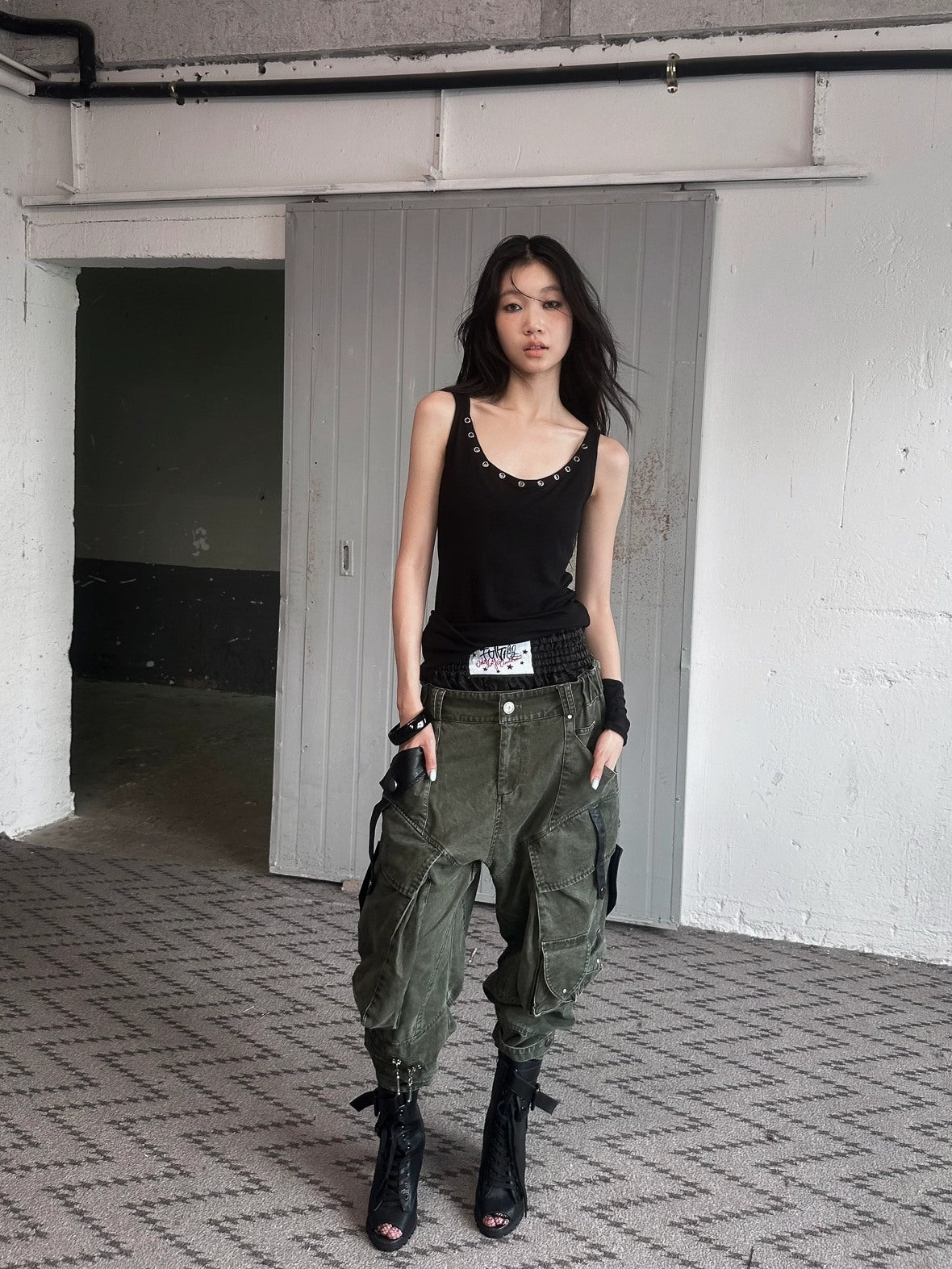 FULLTIDE Cotton Wool Blend Slim Spaghetti Strap Office Women Solid T-Shirt