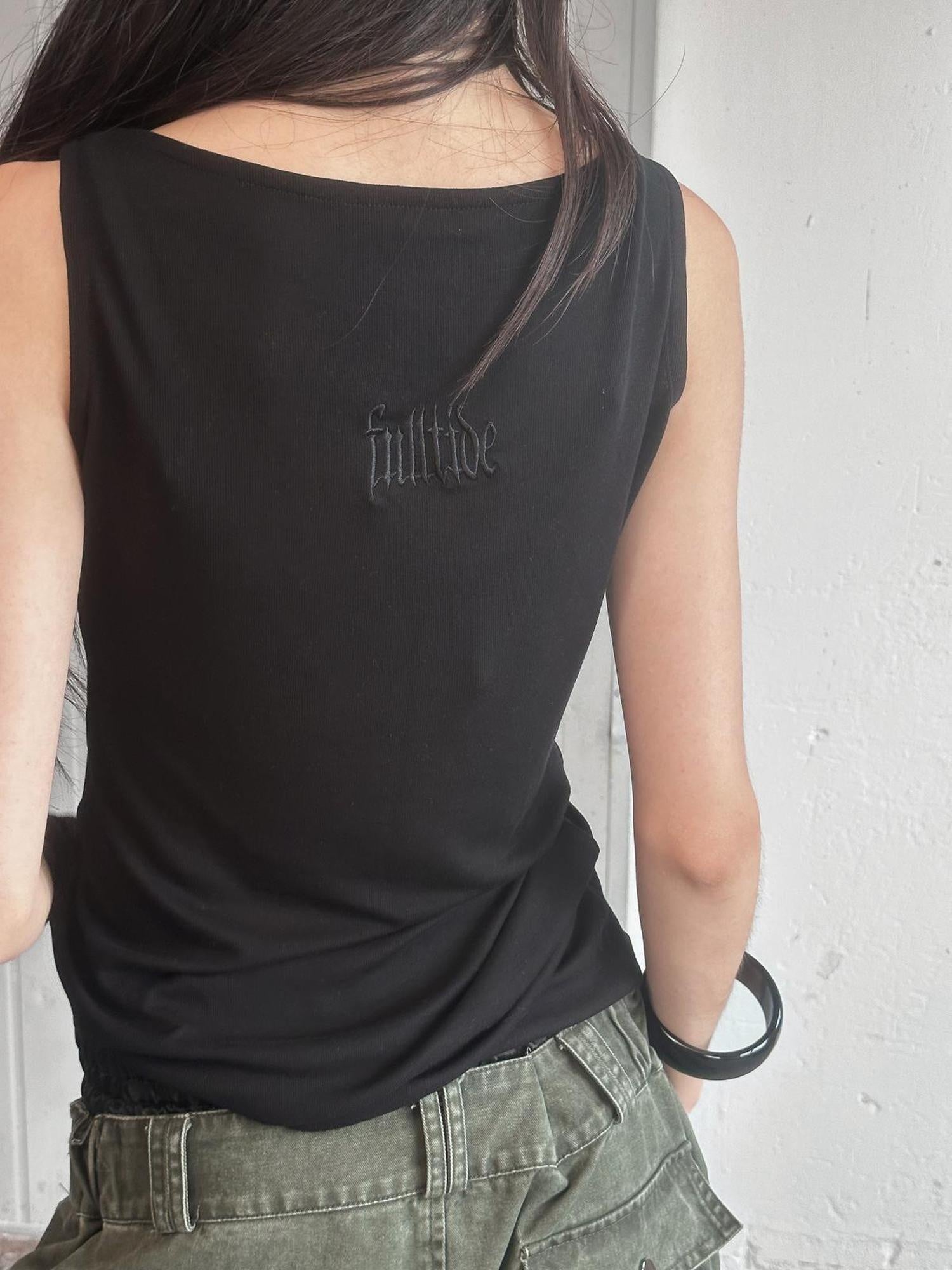 FULLTIDE Cotton Wool Blend Slim Spaghetti Strap Office Women Solid T-Shirt