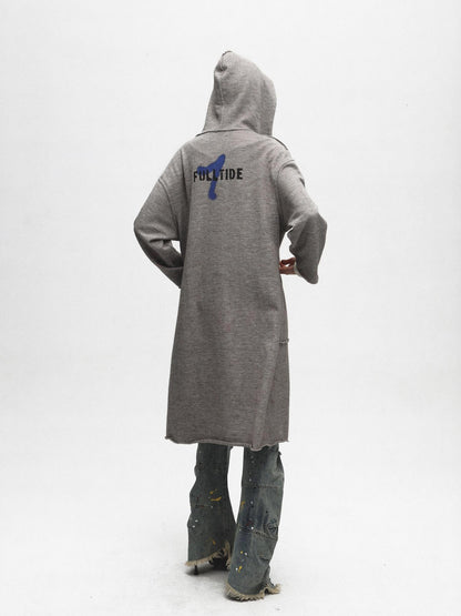 FULLTIDE Cozy Cotton Mid Length Oversized Street Hooded Women Off White Grey Hoodies