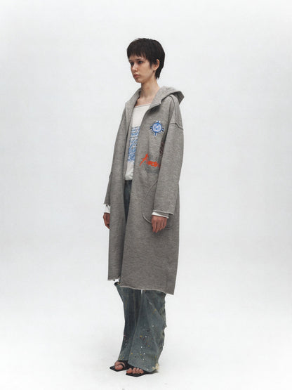 FULLTIDE Cozy Cotton Mid Length Oversized Street Hooded Women Off White Grey Hoodies