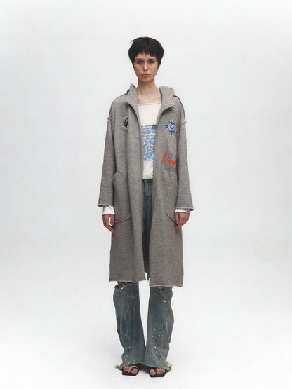 FULLTIDE Cozy Cotton Mid Length Oversized Street Hooded Women Off White Grey Hoodies