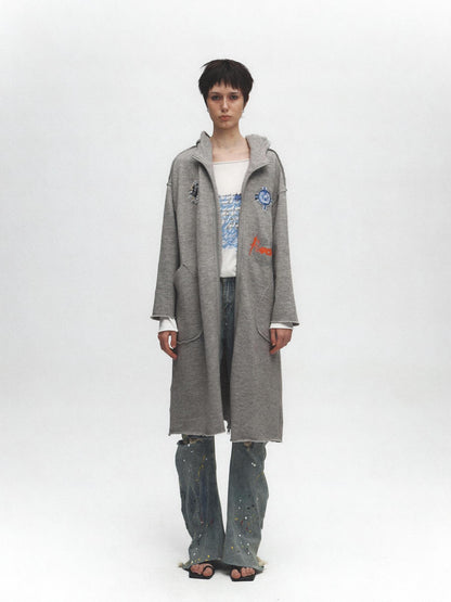 FULLTIDE Cozy Cotton Mid Length Oversized Street Hooded Women Off White Grey Hoodies