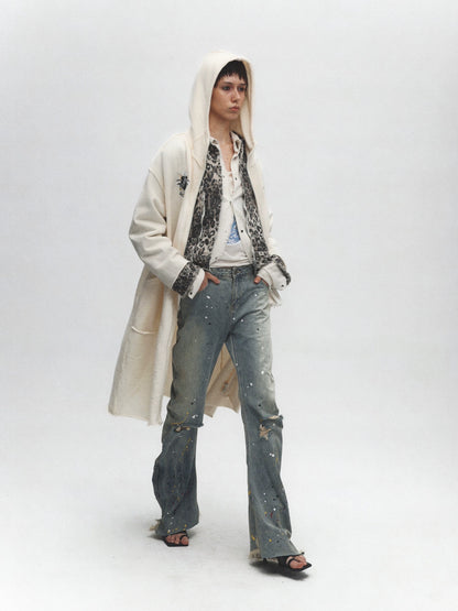 FULLTIDE Cozy Cotton Mid Length Oversized Street Hooded Women Off White Grey Hoodies