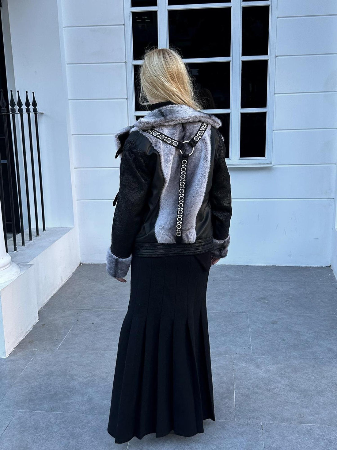 FULLTIDE Cozy Pu Faux Rabbit Fur Streetwear Lapel Straight Fit Women Silver Gray Jacket