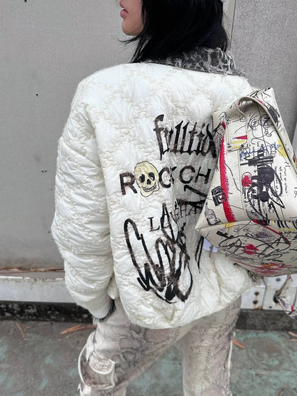 FULLTIDE Cozy Street Loose Short Zip Long Sleeve Women Army Green Puffer Jacket,Jacket