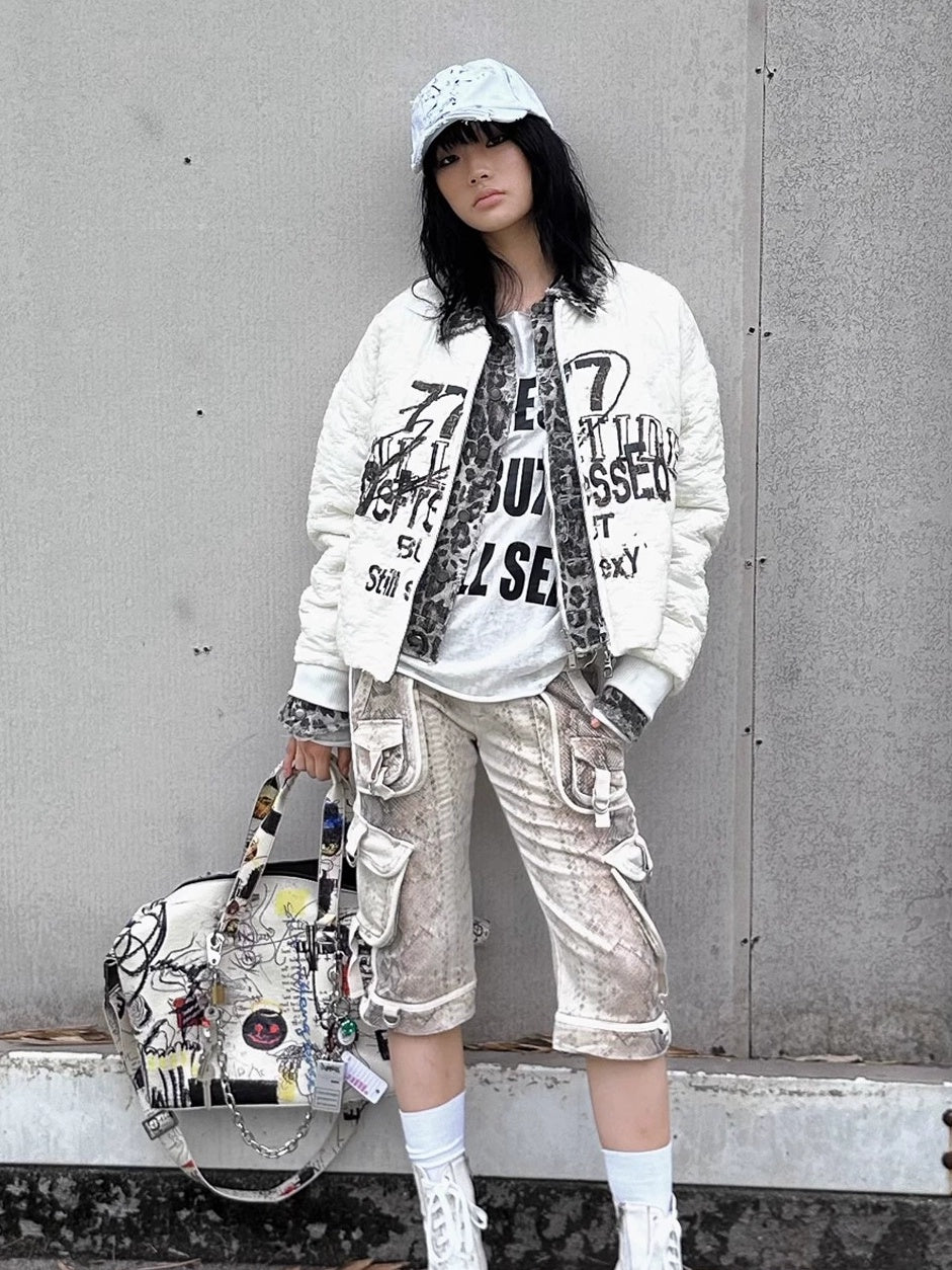 FULLTIDE Cozy Street Loose Short Zip Long Sleeve Women Army Green Puffer Jacket,Jacket