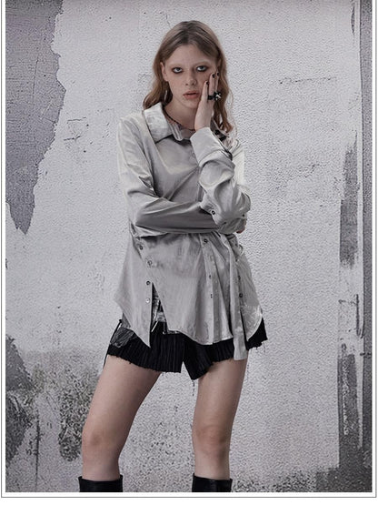 FULLTIDE Deconstructed Punk Square Collar Batwing Slimming Women&