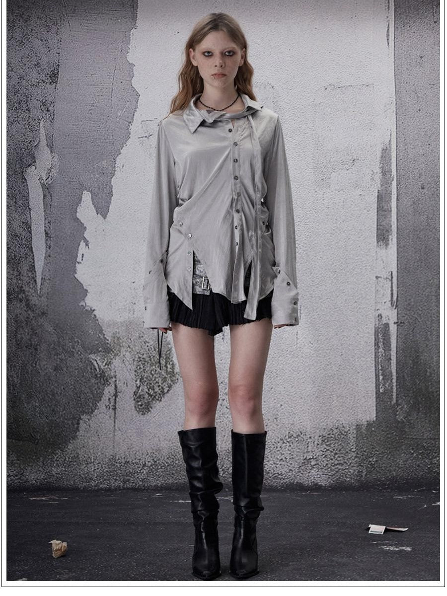 FULLTIDE Deconstructed Punk Square Collar Batwing Slimming Women&